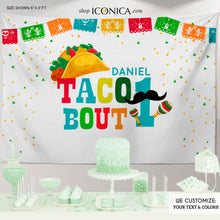 Load image into Gallery viewer, Fiesta themed 1st Birthday Backdrop,Cinco de Mayo Decorations,Taco about 1 Backdrop,UNO Fiesta Decorations, Printed or Printable File