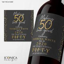 Load image into Gallery viewer, 60th Birthday Wine Labels Personalized Any Age Quarantine Birthday Beverage Labels Beer or Champagne labels Wedding Champagne Labels Custom
