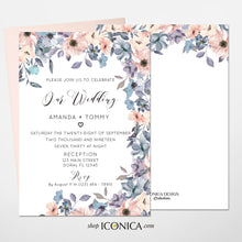 Load image into Gallery viewer, Wedding Invitation Romantic Floral Invitation Blush and Dusty Blue Floral Design Printed Cards or Electronic Invite {Chloe Collection}