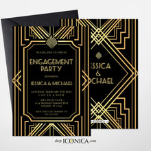 Load image into Gallery viewer, Roaring 20's Invitations Art Deco invitations, Great Gatsby Party Invitation Elegant Engagement party invitations {Gatsby Collection}