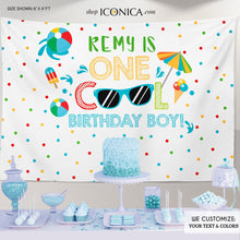 Load image into Gallery viewer, Pool party backdrop, Pool party decorations, TWO Cool party,Two cool backdrop,any age Personalized Summer birthday decorations,Swimming Bash