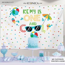 Load image into Gallery viewer, Pool party backdrop, Pool party decorations, TWO Cool party,Two cool backdrop,any age Personalized Summer birthday decorations,Swimming Bash