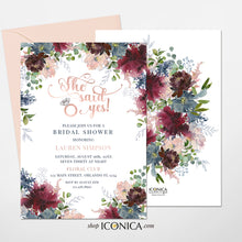 Load image into Gallery viewer, BRIDAL SHOWER CARDS - Dusty Blue Cards - Blush Invites Card - Floral Design Card - Electronic Invite - Flower Invites {Wish Collection}