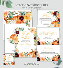 Load image into Gallery viewer, Fall in Love Bridal Shower Invitation,Fall Engagement party invitation,Fall Leaves, Fall dinner party Invite {Amber Collection}