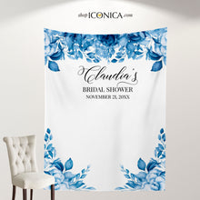 Load image into Gallery viewer, Bridal Shower Invitation Blue Floral, Blue Engagement Winter Party invitation, Blue Garden Invite, Blue Engagement Party Card {Celestia Collection}