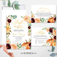 Load image into Gallery viewer, Fall in Love Bridal Shower Invitation,Fall Engagement party invitation,Fall Leaves, Fall dinner party Invite {Amber Collection}