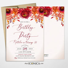 Load image into Gallery viewer, Fall in Love Bridal Shower Invitation,Fall Engagement party invitation,Fall Leaves, Fall dinner party Invite {Bruna Collection}