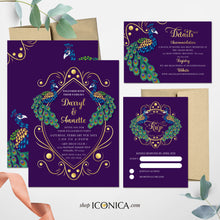 Load image into Gallery viewer, Peacock Theme Insert Card 3.5x5" Printed cards Peacock Details Cards, RSVP card Recipe Cards - Peacock Collection {Annette Collection}