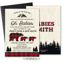Load image into Gallery viewer, Lumberjack Baby Shower invitation Printed -Buffalo plaid invitation-Christmas Winter cards -Lumberjack invitation