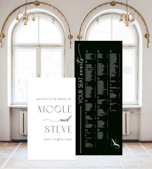 Wedding seating chart Large Custom signs, Rectangular or Arched Panel with easel Entrance Sign Foam Board Custom text, color, Light Weight