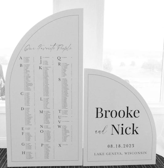Arch Seating Chart Large Wedding Seating Chart Arched Panel with easel Entrance Sign Foam Board Custom text, color, Light Weight Indoor use