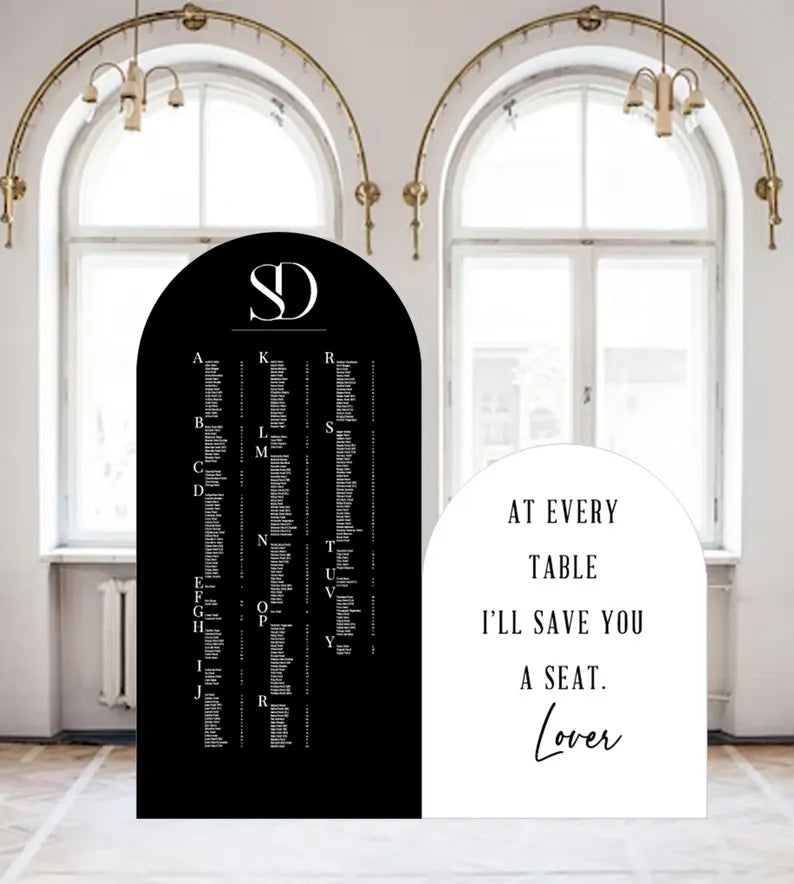 Save You a Seat Arch Wedding Sign — Classic Black & White