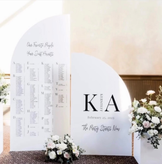 Wedding Seating Chart Sign Arch seating chart, Standing Arched Panel, Entrance Sign Foam Board, Wedding Itinerary Sign Custom text, color