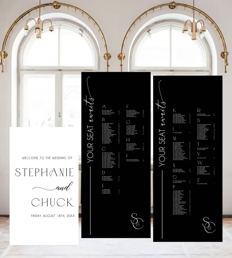 Wedding seating chart Large Custom signs, Rectangular or Arched Panel with easel Entrance Sign Foam Board Custom text, color, Light Weight