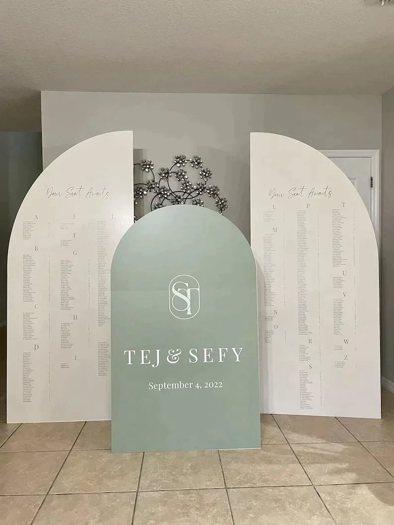 Arch Seating Chart Large First Communion Seating Chart Arched Panel with easel Entrance Sign Foam Board any text-color Modern Elegant Sign