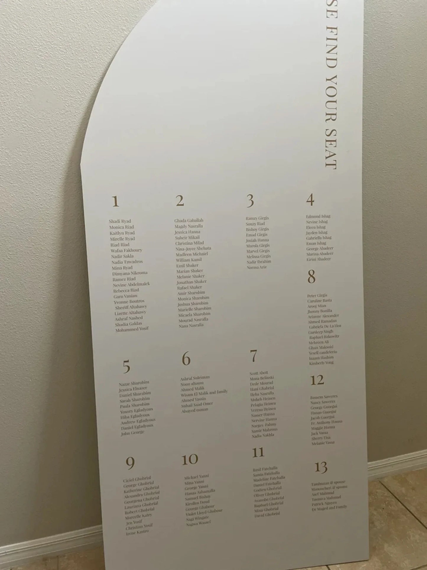 Wedding Seating Chart Large Arch Wedding Seating Chart Arched Panel with easel Entrance Sign Foam Board Custom text, color, Light Weight