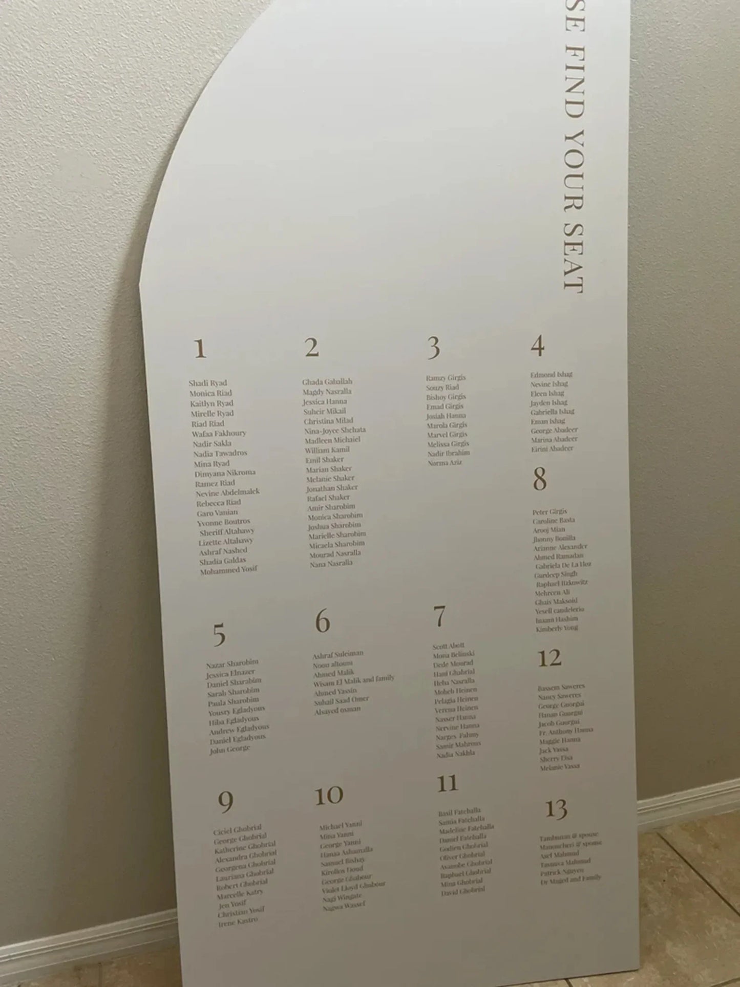 Wedding seating chart Large Arch sign free standing 3 signs, Panels with easel Entrance Sign Foam Board Custom text, color, Light Weight