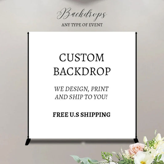 Custom Backdrop Vinyl Photo Backdrop Digital File Or Printed and Shipped Any Color Any Party Theme Birthday Party Showers Weddings Corporate