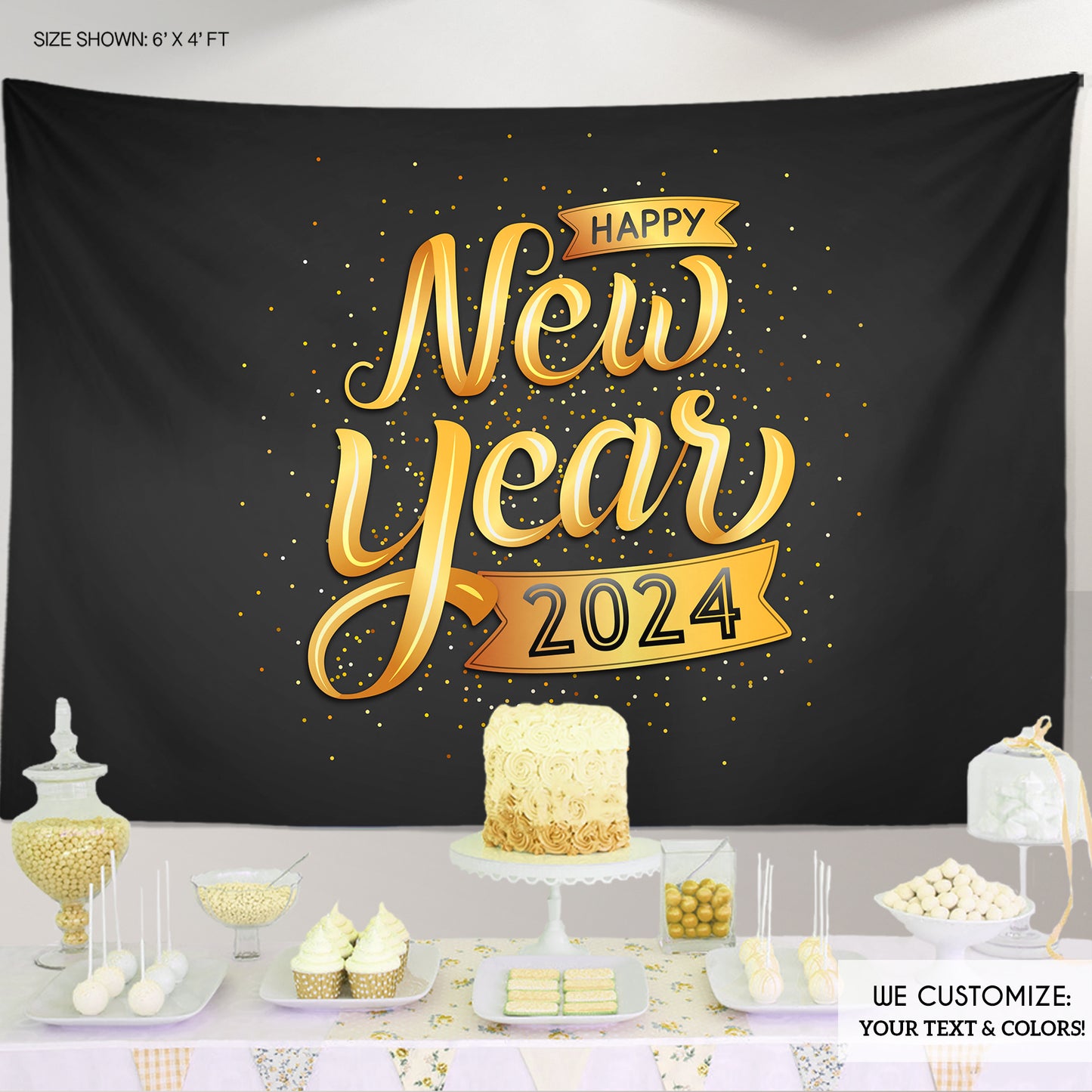 General new year gold and black Backdrop