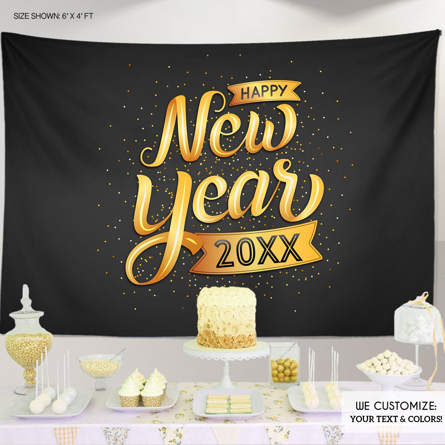 General new year gold and black Backdrop