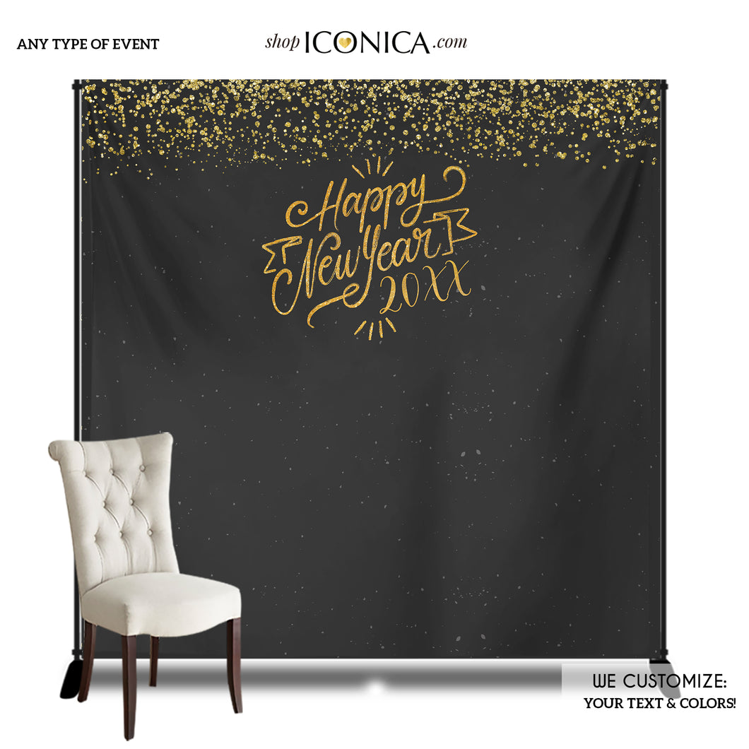 Happy New Year Gold Backdrop