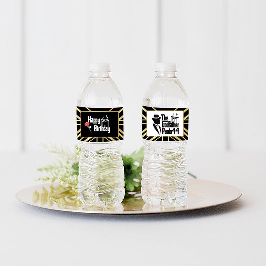 Mens Birthday Bottle Labels , Custom Bottle Labels Happy Birthday Decorations, Godfather inspired themed Birthday Decor