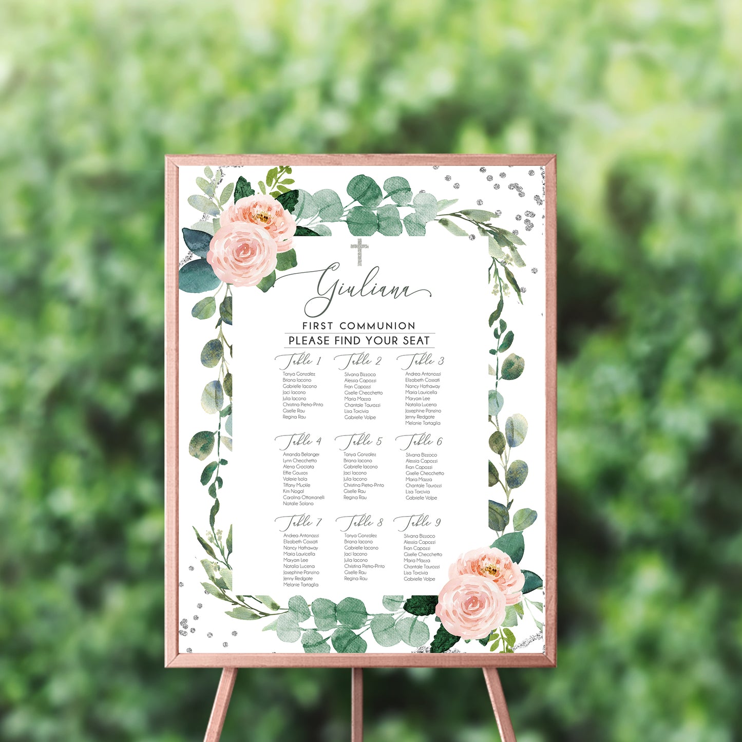 Pink blush geenery seating chart - Reserved Listing