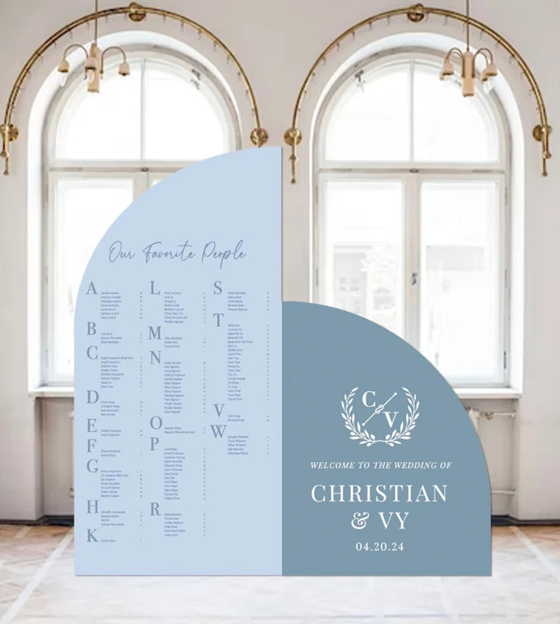 Custom Arch Wedding Seating Chart Sign — Personalized Foam Board with Easel
