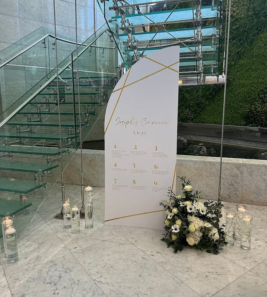 Arch Seating Chart Large First Communion Seating Chart Arched Panel with easel Entrance Sign Foam Board any text-color Modern Elegant Sign