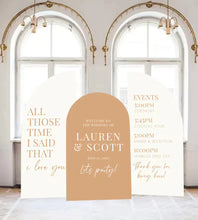 Load image into Gallery viewer, Mediterranean bridal shower Decor, Arch Sign Large Bridal Shower Tuscan Wedding decor Spanish Tiles Arched Panel, Custom text color
