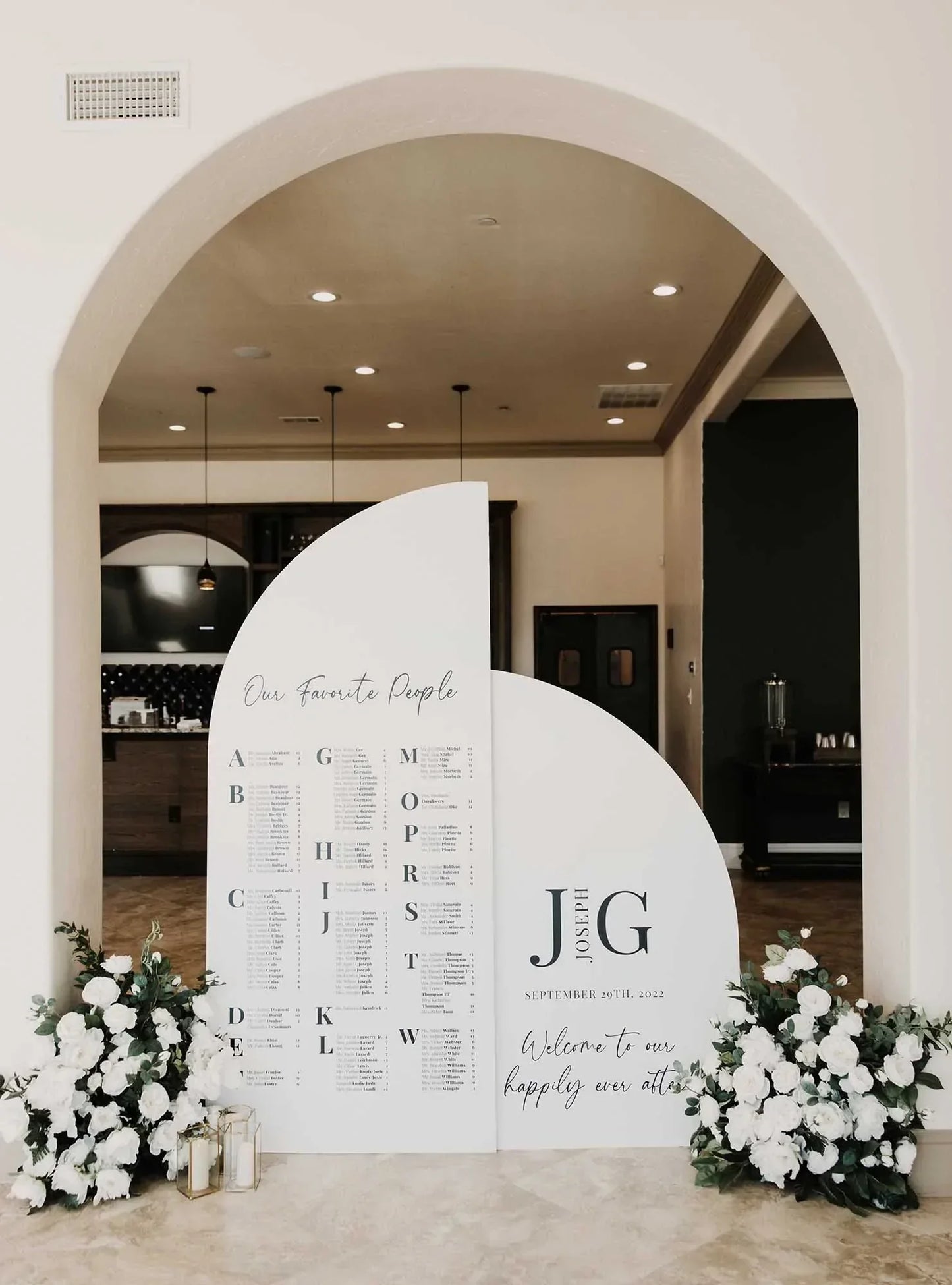 Wedding seating chart Large Custom signs, Rectangular or Arched Panel with easel Entrance Sign Foam Board Custom text, color, Light Weight