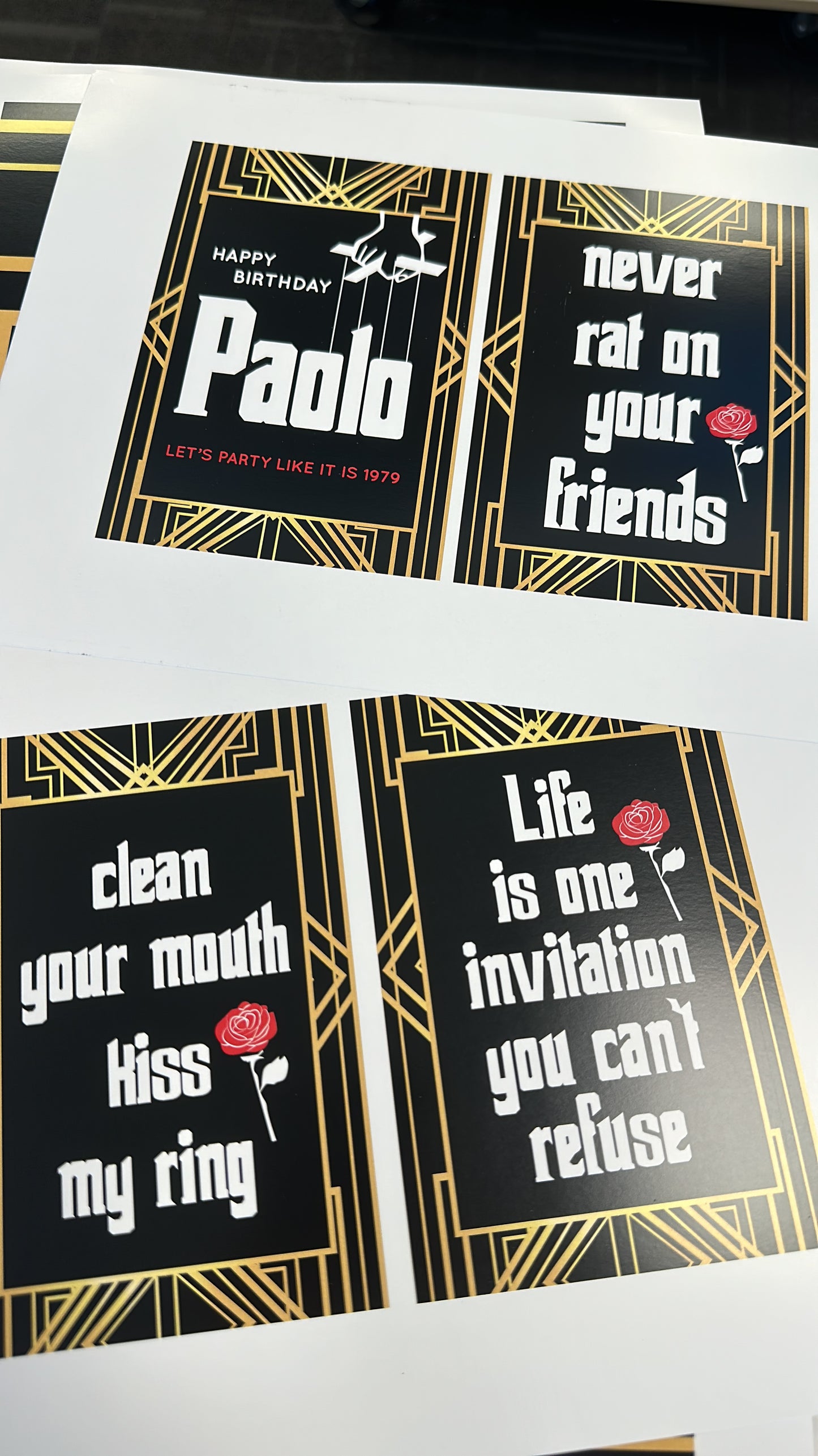 Godfather Theme Birthday Arch Backdrop — Custom Sign