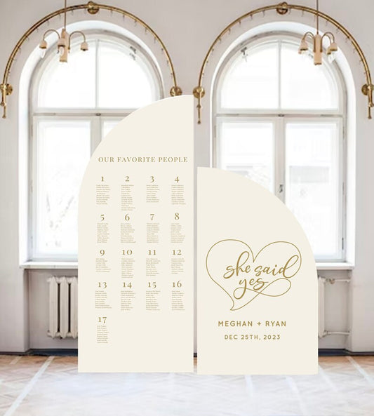 Engagement Party Large Arch Signs Wedding Announcements Arched Panel with easel Entrance Sign Foam Board Custom text, color, Light Weight
