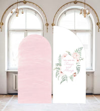 Load image into Gallery viewer, Bridal Shower Valentines day decor Large Arch Signs any text, Engagement Party Large Arch Signs Wedding Announcement Arched Panel with easel
