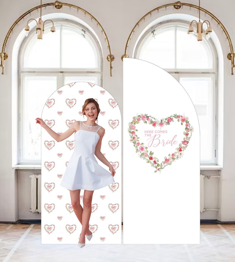 Bridal Shower Valentines day decor Large Arch Signs any text, Engagement Party Large Arch Signs Wedding Announcement Arched Panel with easel