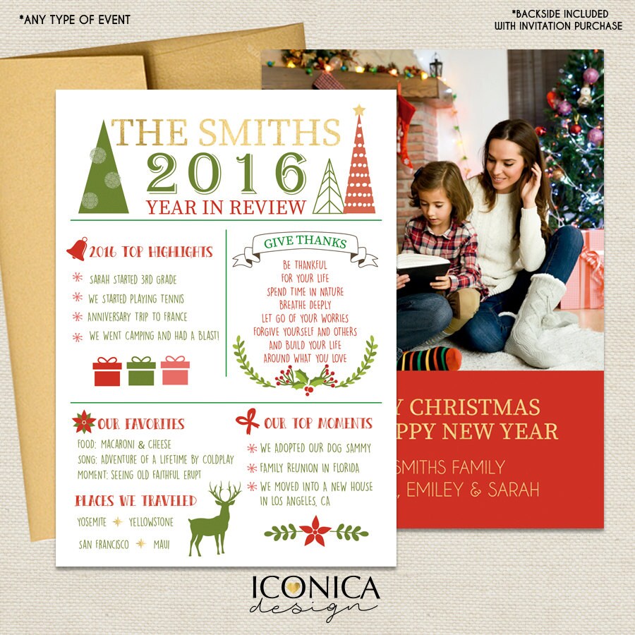 Year in Review Christmas Photo Card, Personalized Holiday Card