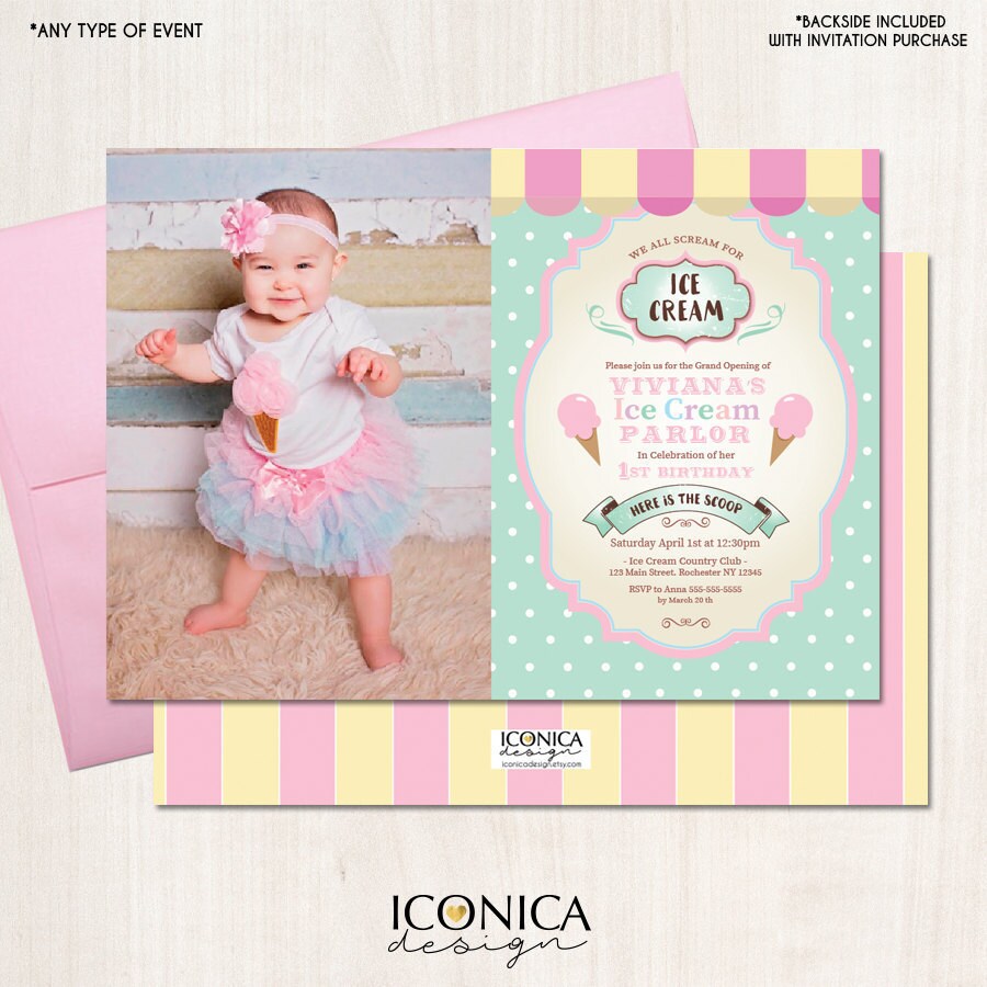 Ice Cream Parlor Birthday Invitation, Sprinkles Party, Printable or Printed