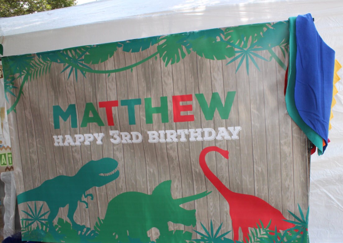 Dinosaur Birthday Party Backdrop, Custom Dinomite Decor (Printed or Printable File)