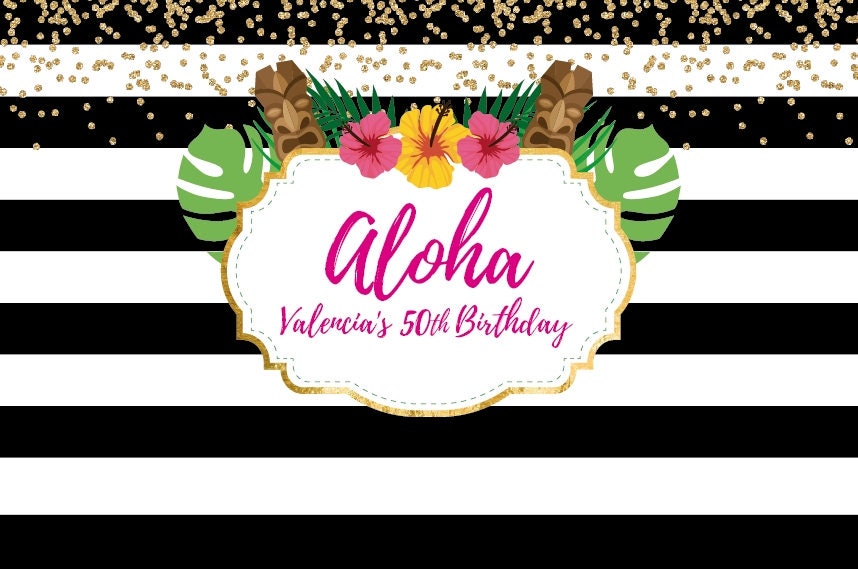 Tropical Luau Bridal Shower Backdrop – Floral Tiki Party Banner (Printed or Printable File)