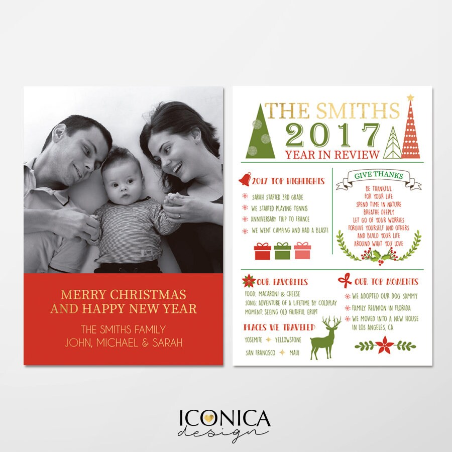 Year in Review Christmas Photo Card, Personalized Holiday Card