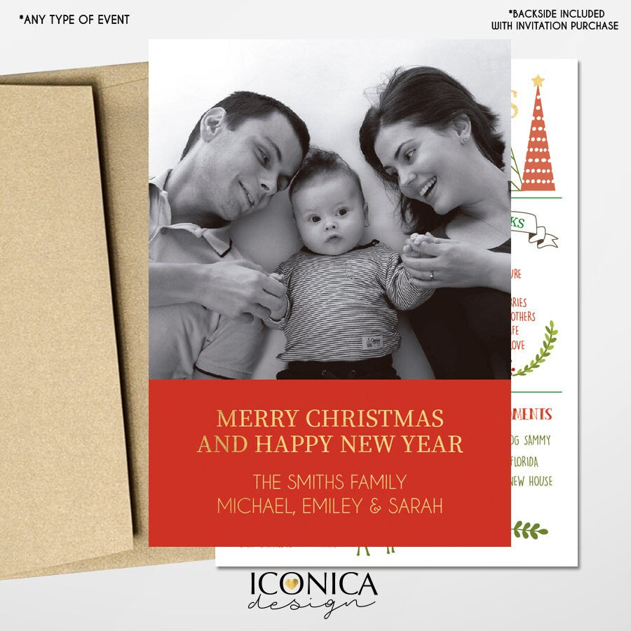 Year in Review Christmas Photo Card, Personalized Holiday Card