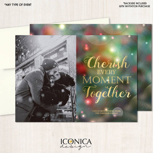 Holiday Photo Cards, Red and Gold, Printed or Printable File