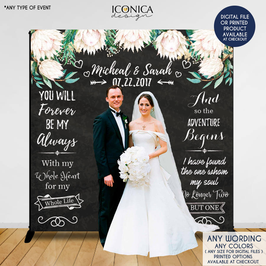 Custom Floral Wedding Photo Backdrop, Engagement Party Banner
