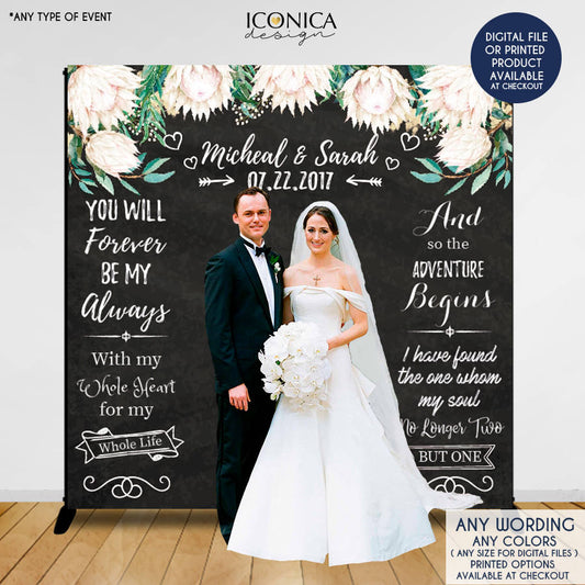Custom Floral Wedding Photo Backdrop, Engagement Party Banner