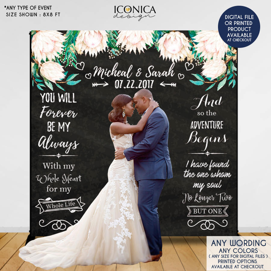 Custom Floral Wedding Photo Backdrop, Engagement Party Banner