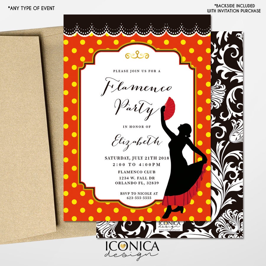 Flamenco Party Invitation, Spanish Fiesta, Personalized Printable