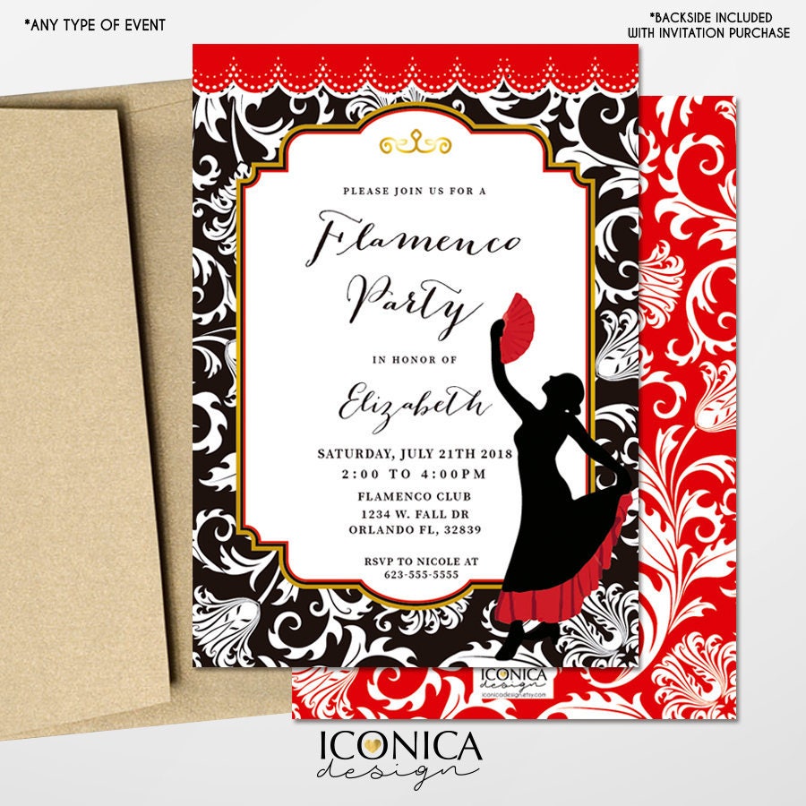 Flamenco Party Invitation, Spanish Fiesta, Personalized Printable