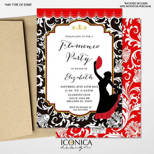 Flamenco Party Invitation, Spanish Fiesta, Personalized Printable