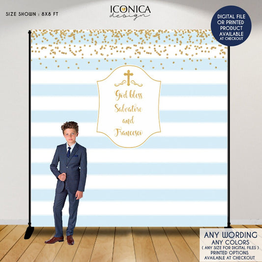 Custom First Communion Backdrop, Religious Photo Booth, Any Color (Printed or Printable)