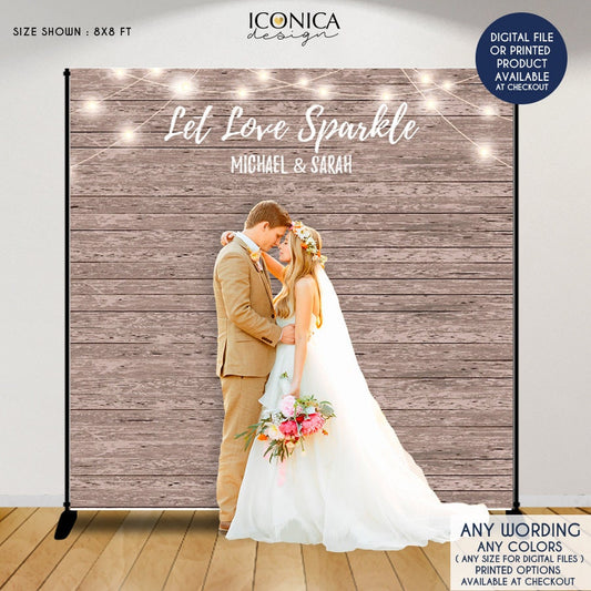 Custom Wedding Photo Booth Backdrop, Rustic Wood, Step and Repeat (Printed or Digital)